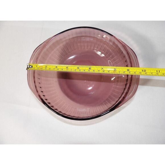 Pyrex 024-S Cranberry Round Casserole 2 Qt 2L Ribbed Glass Vintage No Lid - Picture 4 of 11